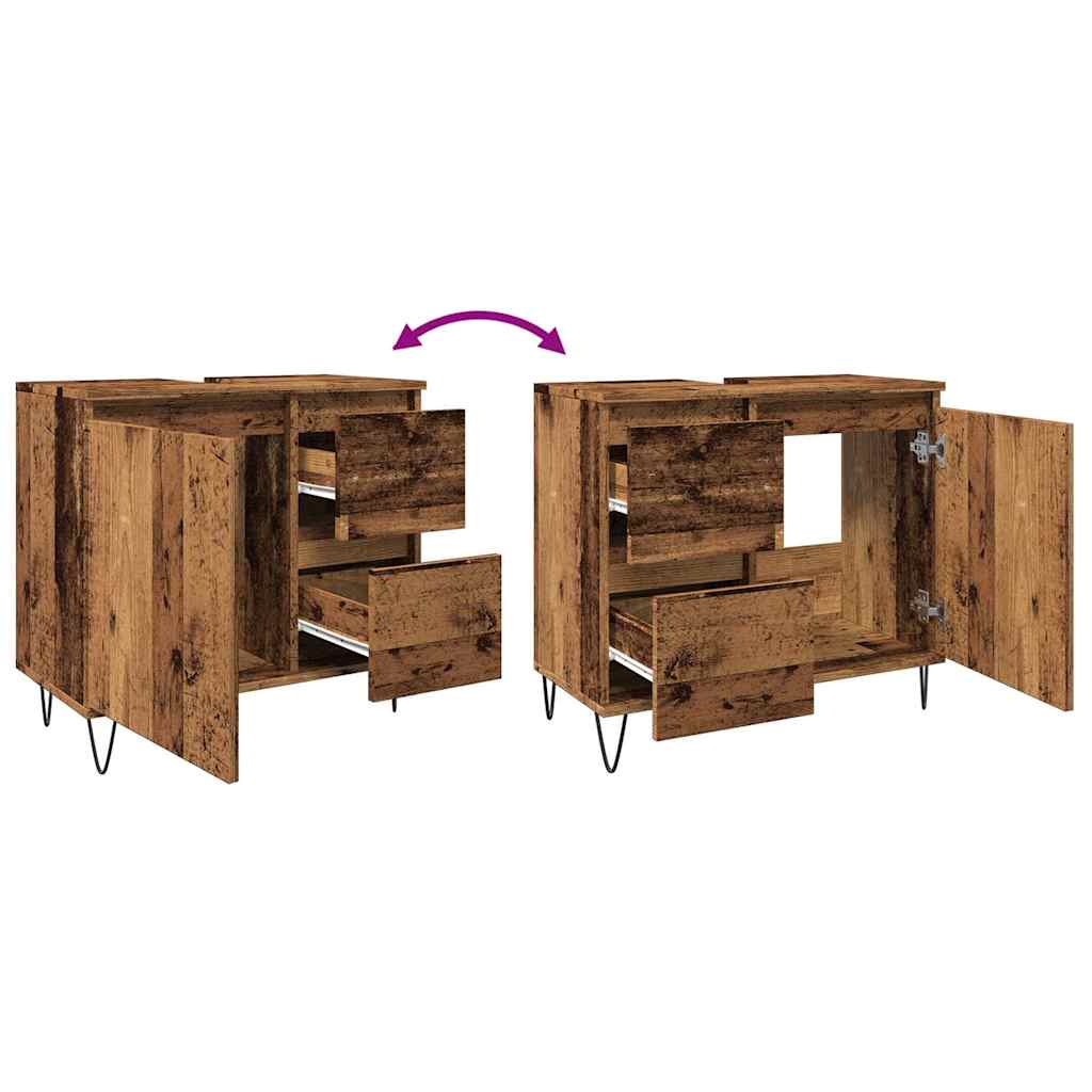 Armadietto da Bagno Legno Antico 65x33x60 cm in Truciolato | homemem39