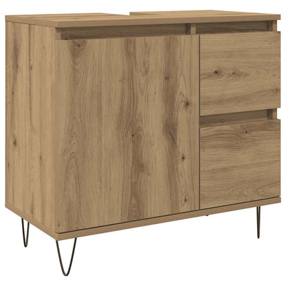 Armadietto da Bagno Rovere Artigianale 65x33x60cm in Truciolato | homemem39