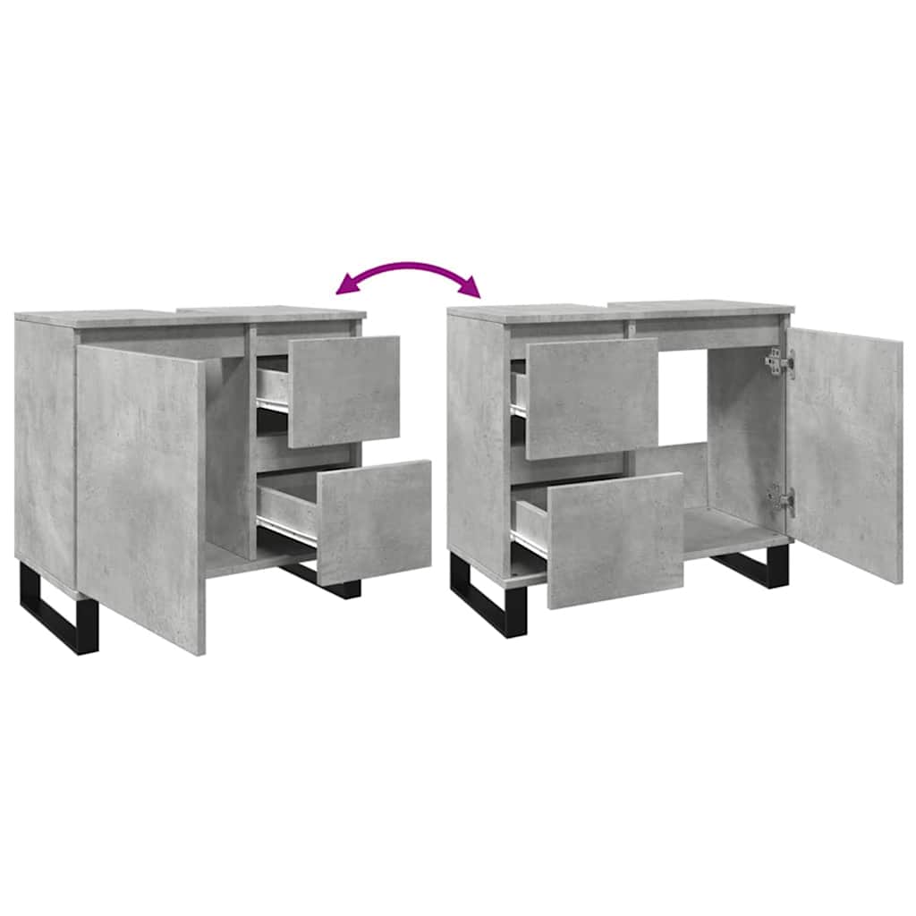 Armadietto da Bagno Grigio Cemento 65x33x60cm in Truciolato | homemem39