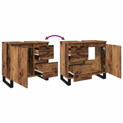 Armadietto da Bagno Legno Antico 65x33x60 cm in Truciolato | homemem39