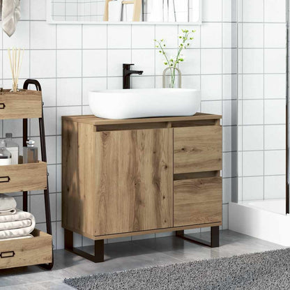 Armadietto da Bagno Rovere Artigianale 65x33x60cm in Truciolato | homemem39