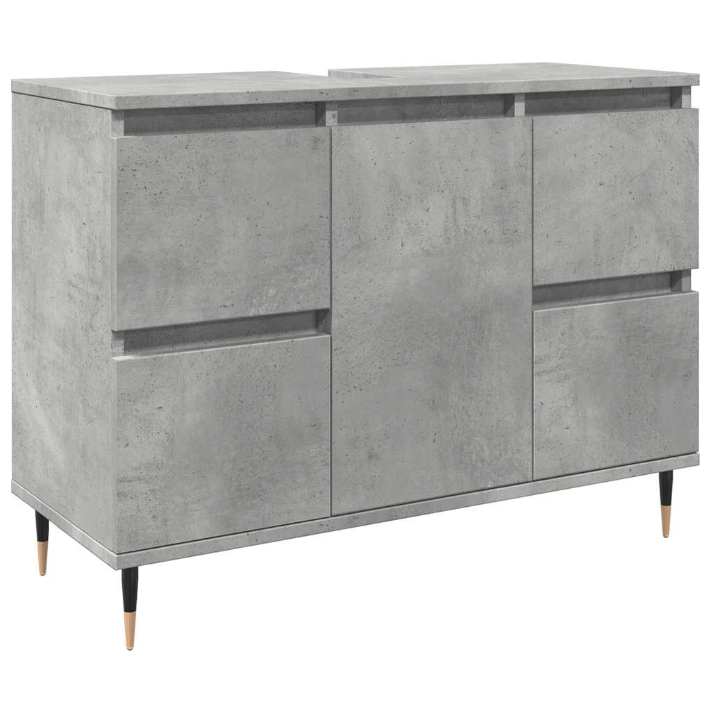 Armadietto da Bagno Grigio Cemento 80x33x60cm Legno Multistrato