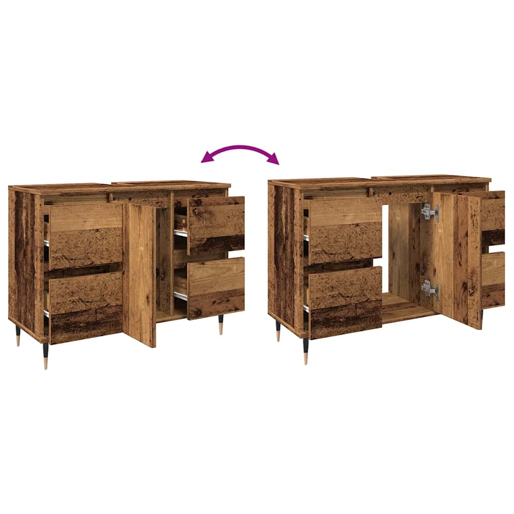 Mobile da Bagno Legno Antico 80x33x60 cm in Legno Multistrato | homemem39