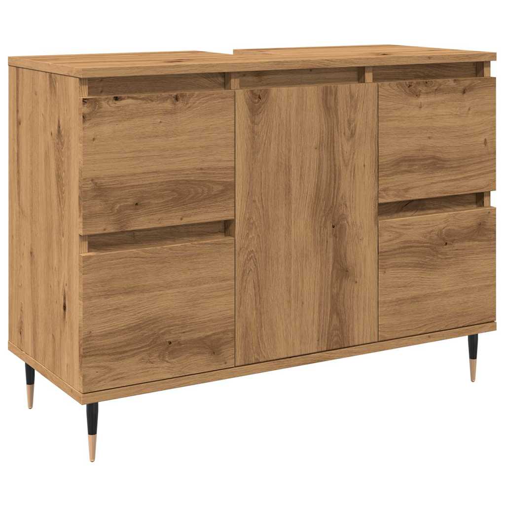Mobiletto da Bagno Rovere Artigianale 80x33x60 cm in Truciolato