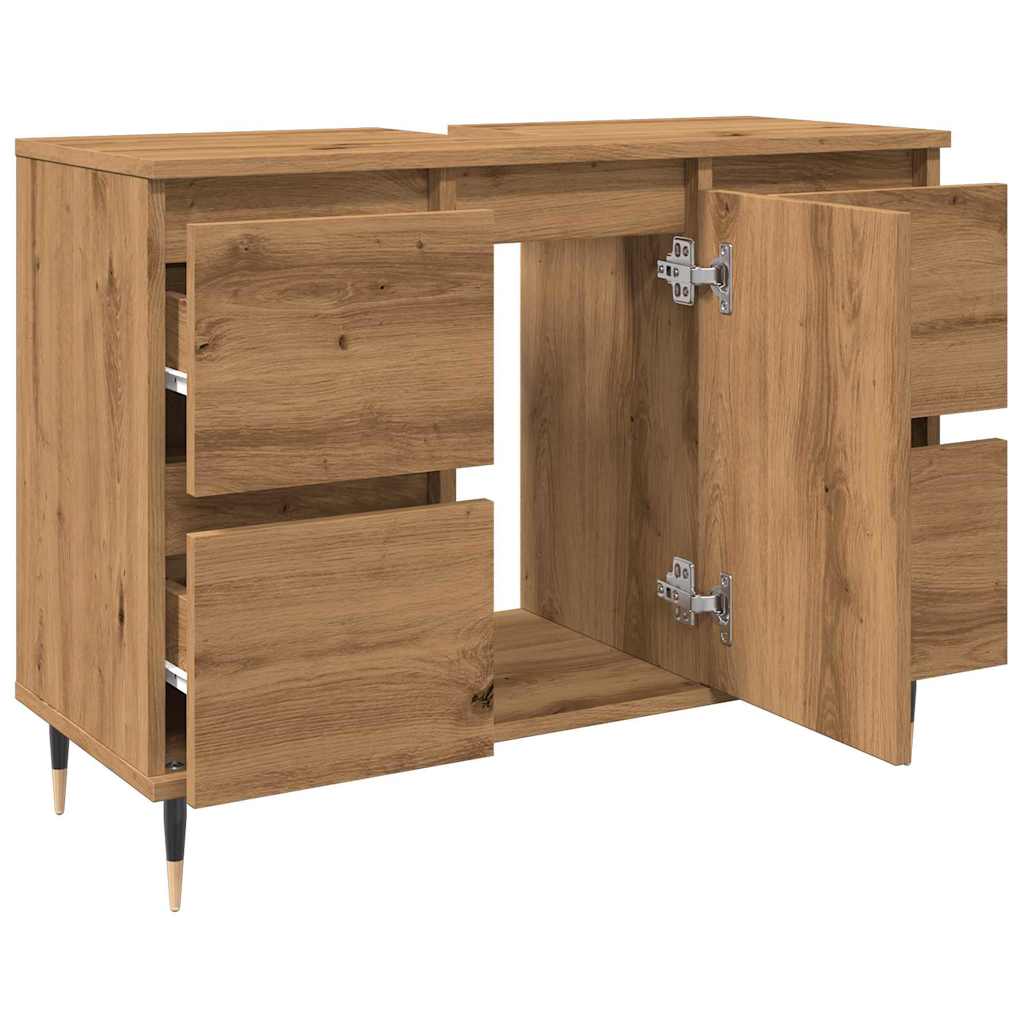 Mobiletto da Bagno Rovere Artigianale 80x33x60 cm in Truciolato
