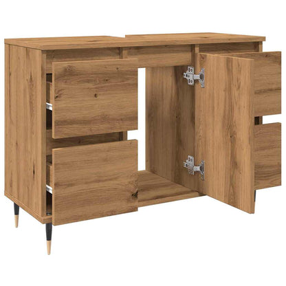 Mobiletto da Bagno Rovere Artigianale 80x33x60 cm in Truciolato