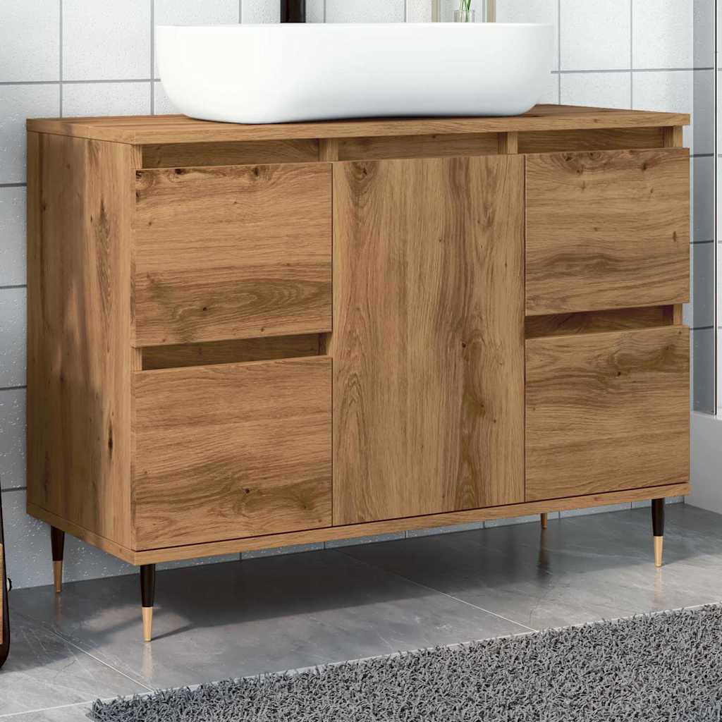 Mobiletto da Bagno Rovere Artigianale 80x33x60 cm in Truciolato