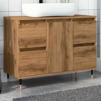 Mobiletto da Bagno Rovere Artigianale 80x33x60 cm in Truciolato