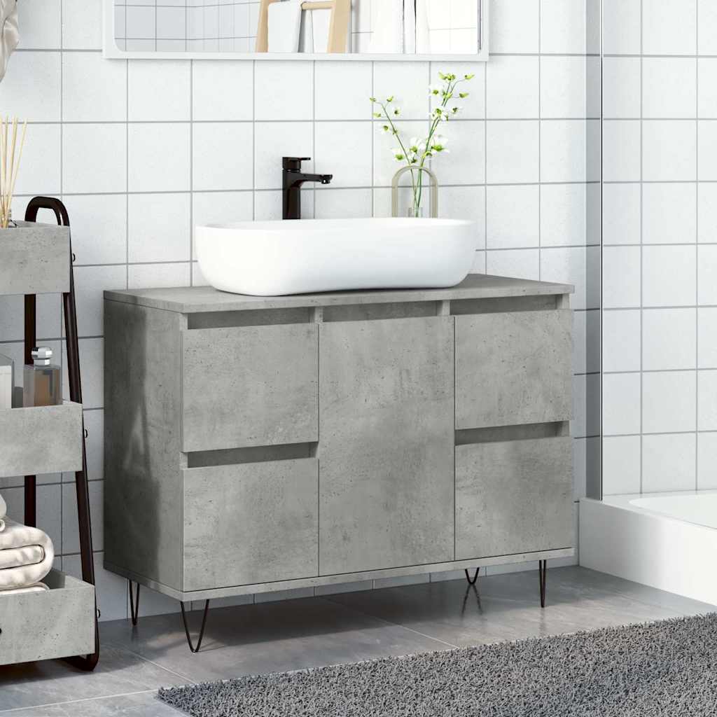 Armadietto da Bagno Grigio Cemento 80x33x60cm in Truciolato | homemem39