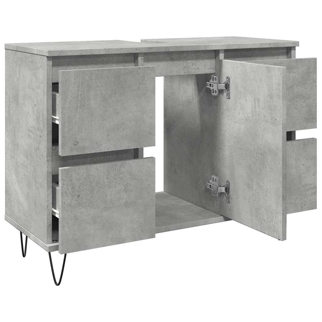 Armadietto da Bagno Grigio Cemento 80x33x60cm in Truciolato | homemem39