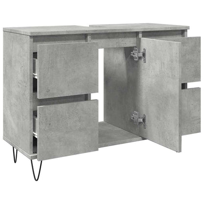 Armadietto da Bagno Grigio Cemento 80x33x60cm in Truciolato | homemem39