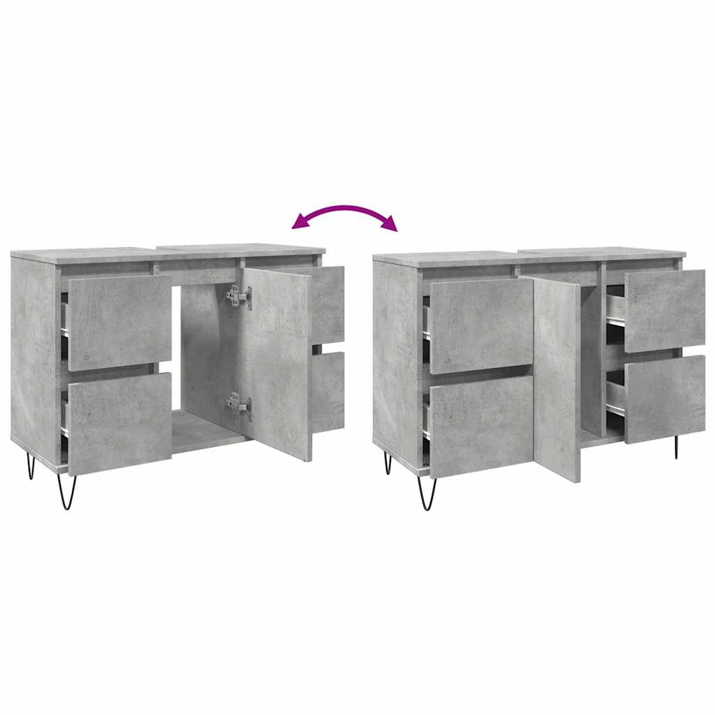 Armadietto da Bagno Grigio Cemento 80x33x60cm in Truciolato | homemem39