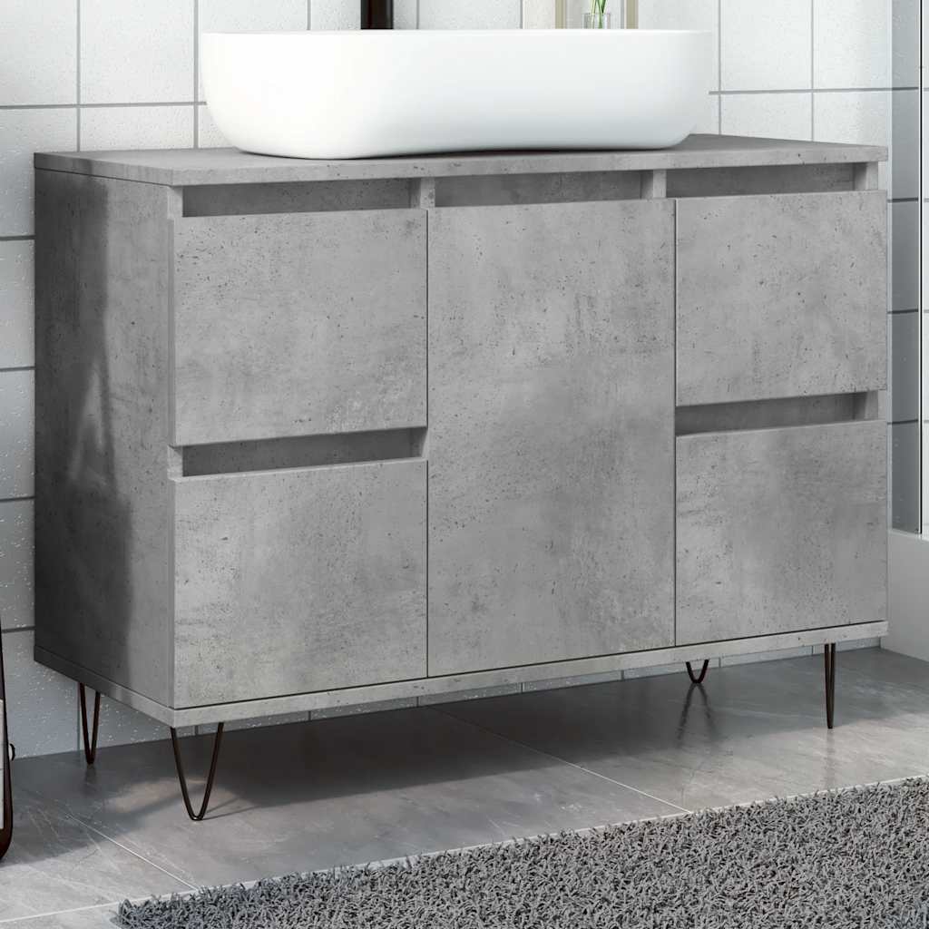 Armadietto da Bagno Grigio Cemento 80x33x60cm in Truciolato | homemem39