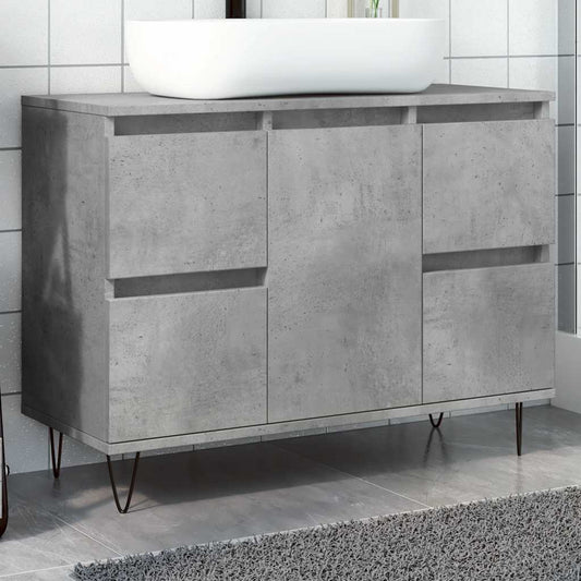 Armadietto da Bagno Grigio Cemento 80x33x60cm in Truciolato | homemem39