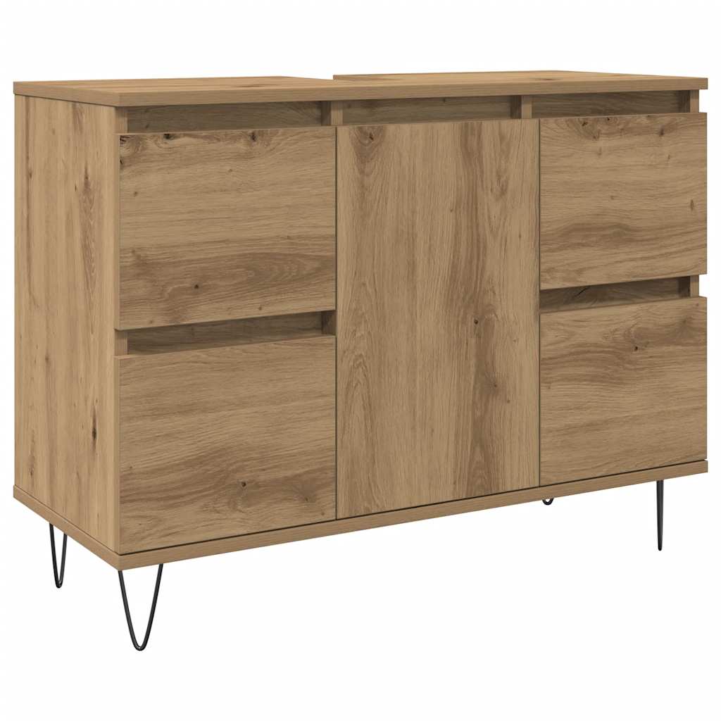 Mobiletto da Bagno Rovere Artigianale 80x33x60 cm in Truciolato | homemem39