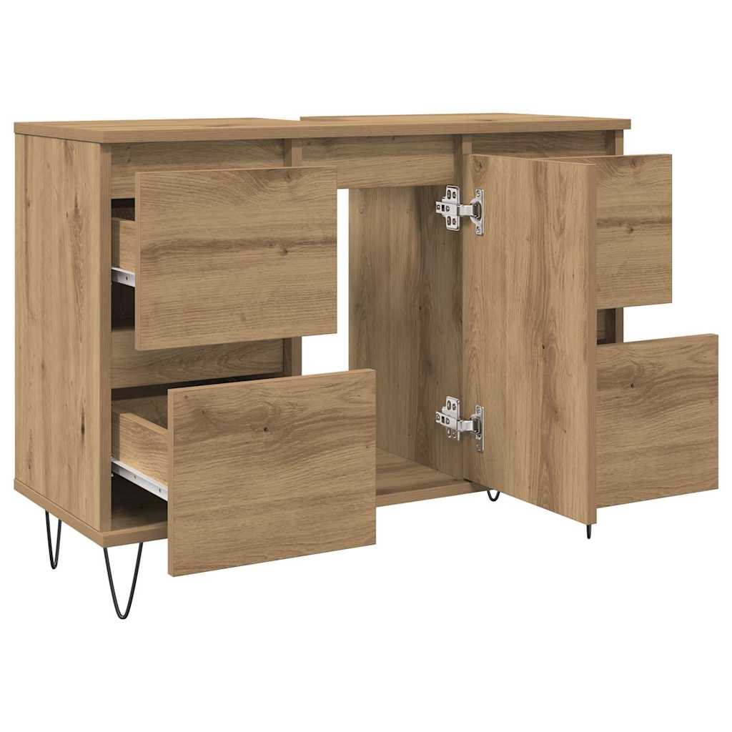 Mobiletto da Bagno Rovere Artigianale 80x33x60 cm in Truciolato | homemem39