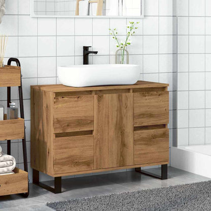 Mobiletto da Bagno Rovere Artigianale 80x33x60 cm in Truciolato