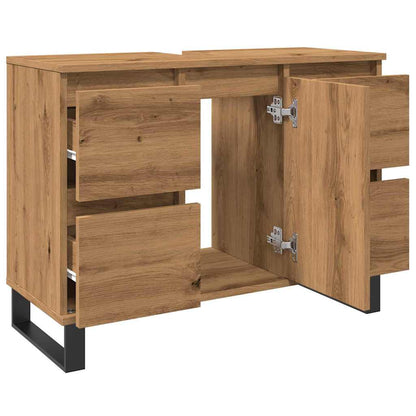 Mobiletto da Bagno Rovere Artigianale 80x33x60 cm in Truciolato