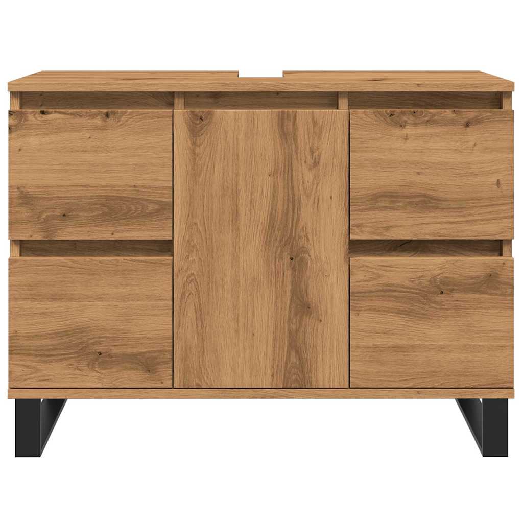 Mobiletto da Bagno Rovere Artigianale 80x33x60 cm in Truciolato