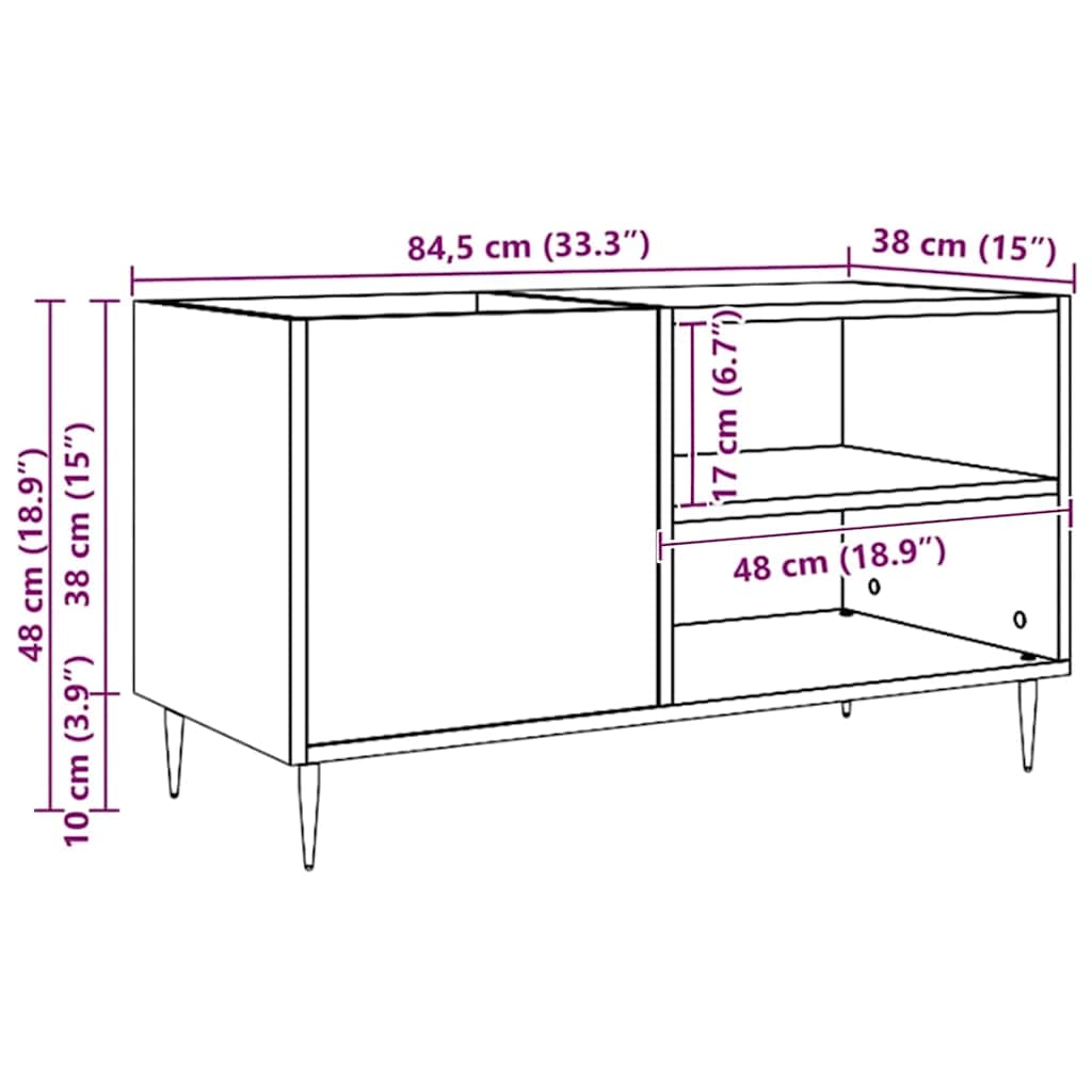 Mobile Porta Dischi Rovere Artigianale 84,5x38x48cm Multistrato | homemem39