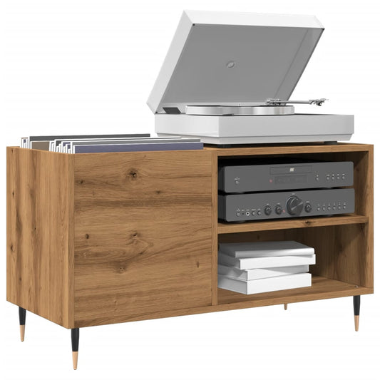 Mobile Porta Dischi Rovere Artigianale 84,5x38x48cm Multistrato - homemem39