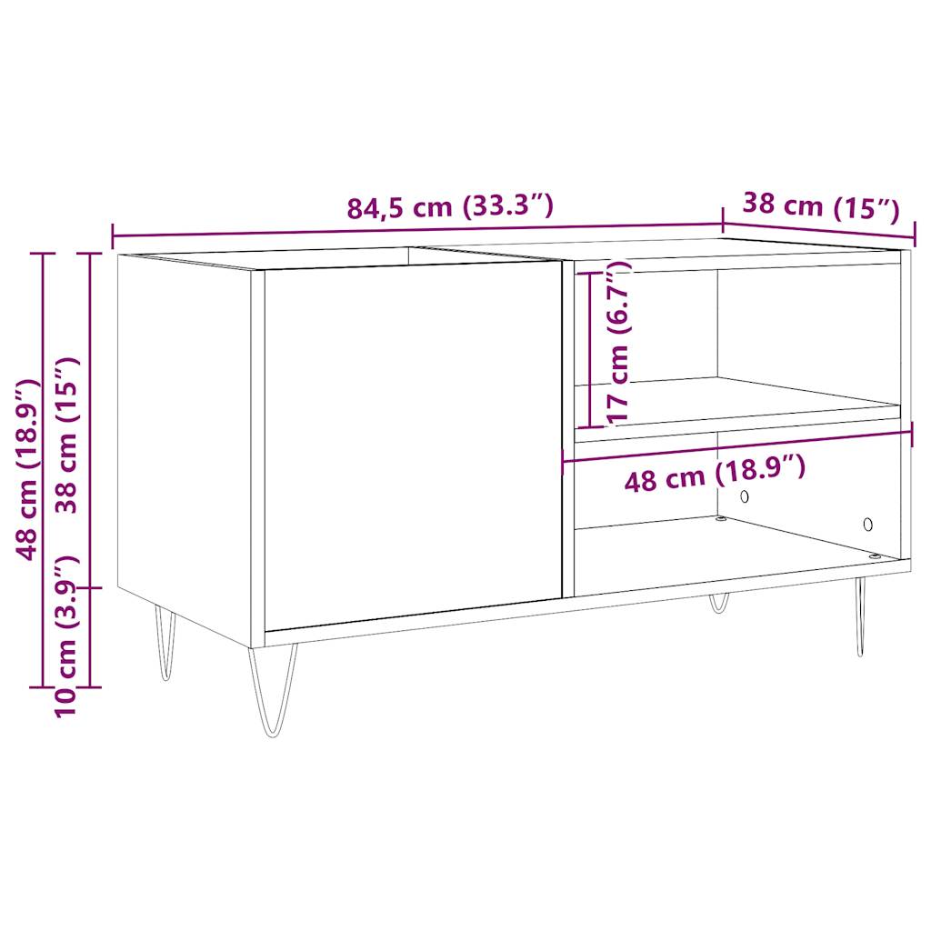 Mobile Porta Dischi Legno Antico 84,5x38x48cm Legno Multistrato | homemem39
