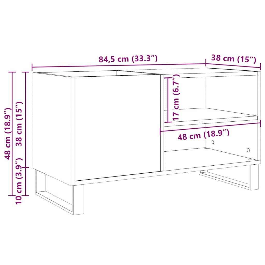 Mobile Porta Dischi Legno Antico 84,5x38x48cm Legno Multistrato | homemem39