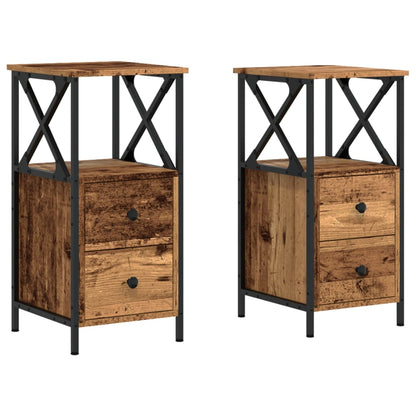Comodini Legno Antico 2 pz 34x35,5x70 cm in Legno Multistrato