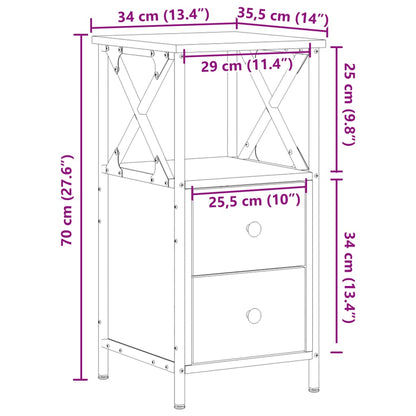 Comodini Legno Antico 2 pz 34x35,5x70 cm in Legno Multistrato