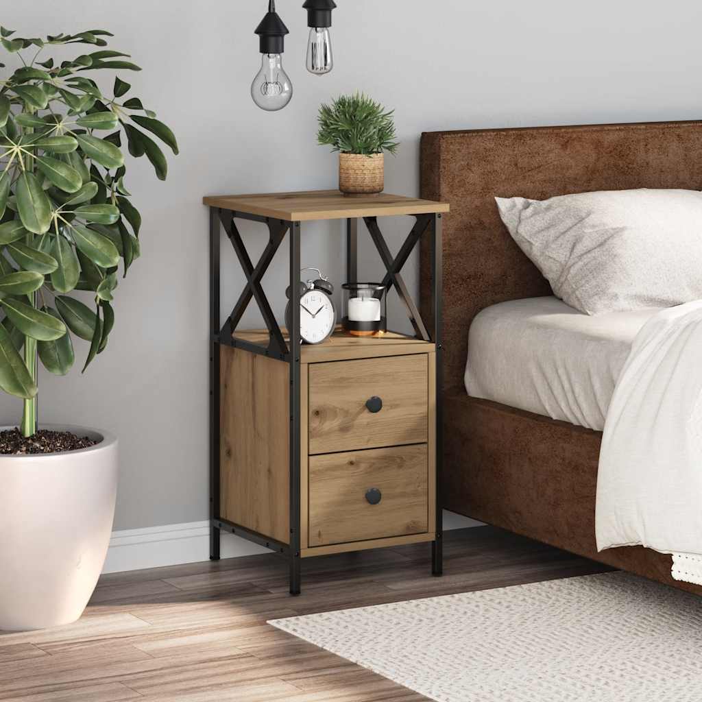 Comodino Rovere Artigianale 34x35,5x70 cm in Legno Multistrato