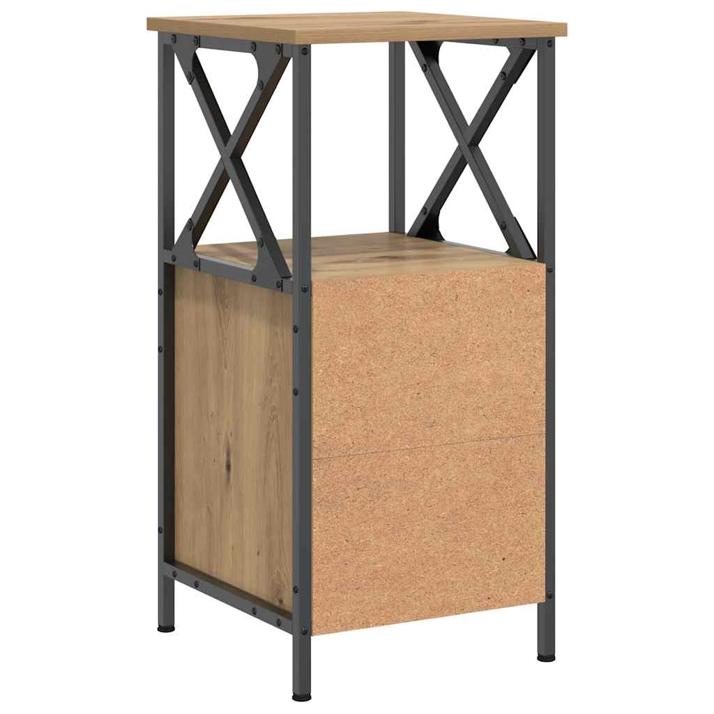 Comodini 2pz Rovere Artigianale 34x35,5x70 cm Legno Multistrato