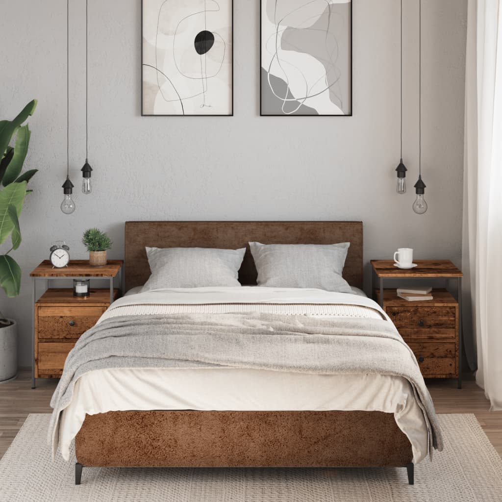 Comodini Legno Antico 2 pz 44x45x60 cm in Legno Multistrato - homemem39