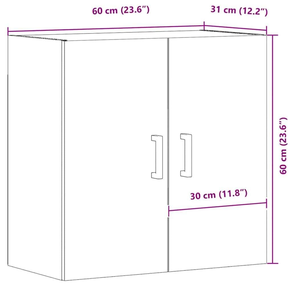 Armadietto a Muro Rovere Artigianale 60x31x60 cm in Truciolato | homemem39