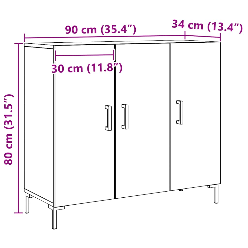Credenza Rovere Artigianale 90x34x80 cm in Legno Multistrato - homemem39