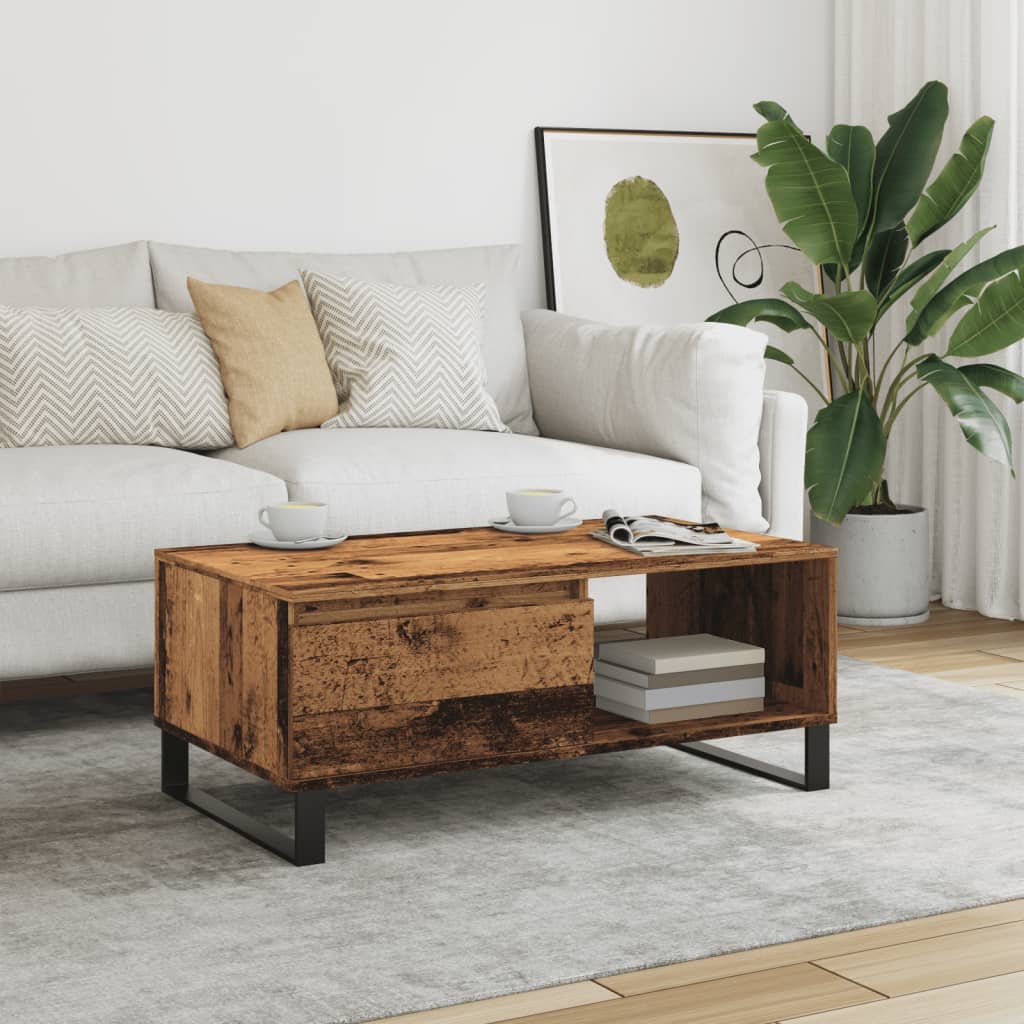 Tavolino da Salotto Legno Antico 90x50x36,5 cm in Truciolato | homemem39