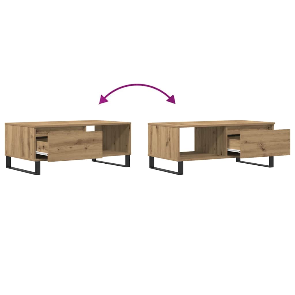 Tavolino da Salotto Rovere Artigianale 90x50x36,5 cm Truciolato | homemem39