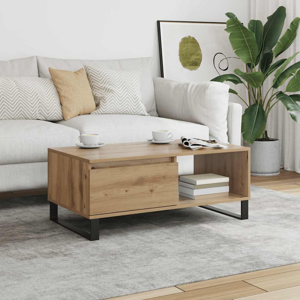 Tavolino da Salotto Rovere Artigianale 90x50x36,5 cm Truciolato | homemem39