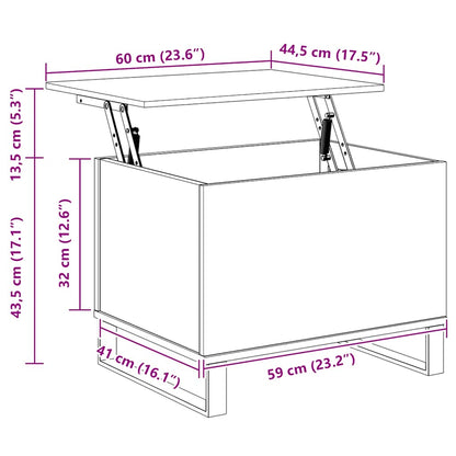 Tavolino da Salotto Legno Antico 60x44,5x45cm Legno Multistrato | homemem39