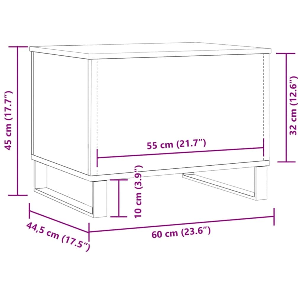 Tavolino Salotto Rovere Artigianale 60x44,5x45 cm in Truciolato | homemem39