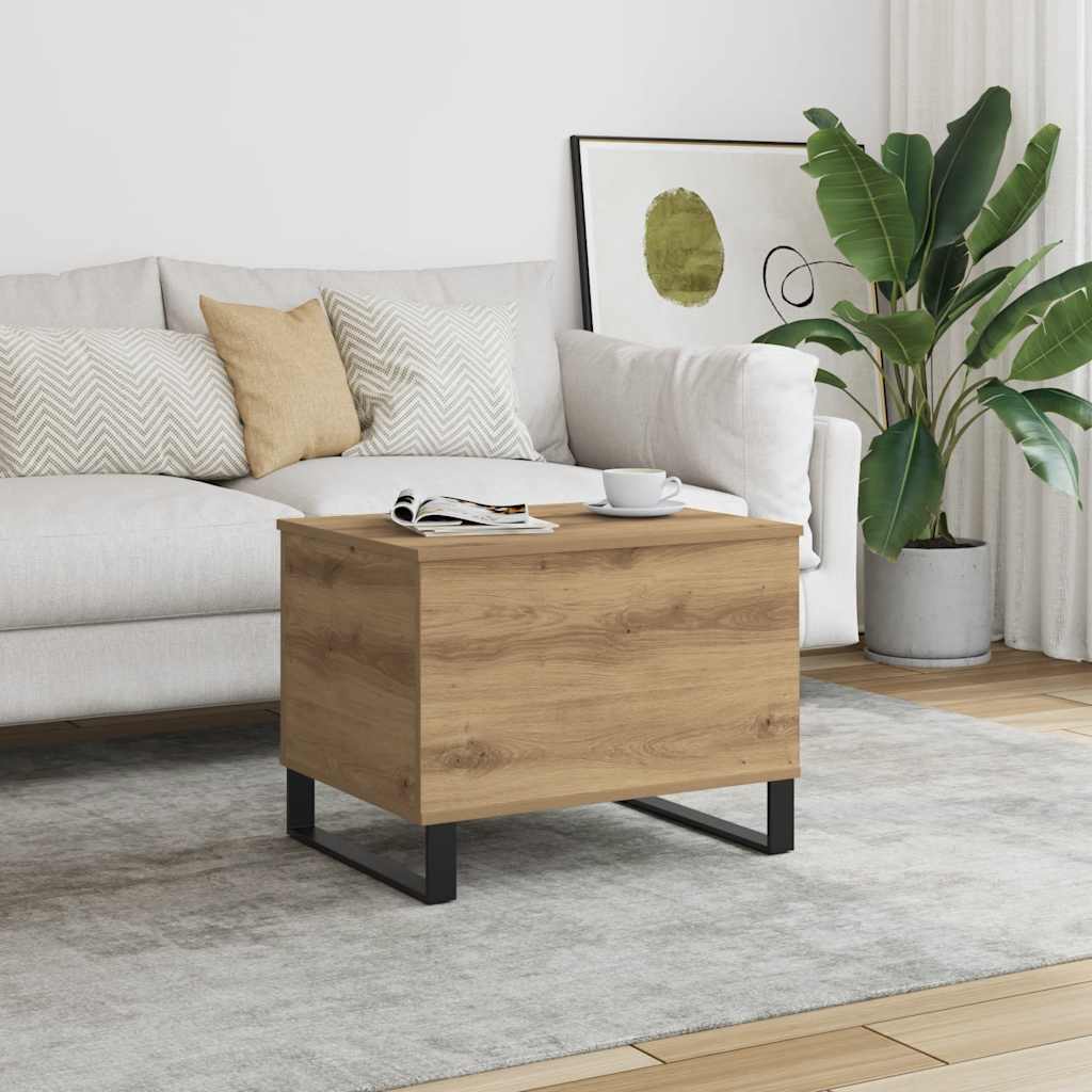 Tavolino Salotto Rovere Artigianale 60x44,5x45 cm in Truciolato | homemem39