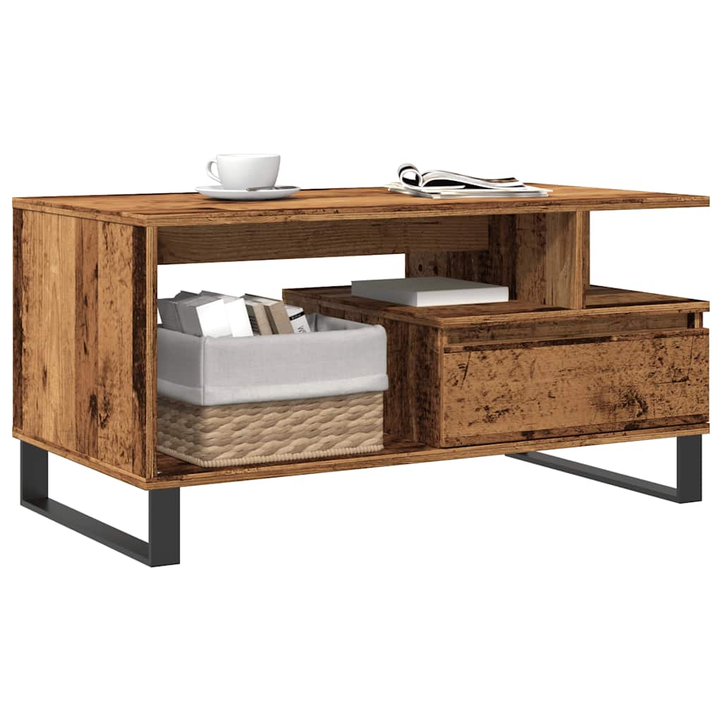 Tavolino da Salotto Legno Antico 90x49x45 cm Legno Multistrato | homemem39