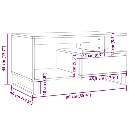 Tavolino da Salotto Legno Antico 90x49x45 cm Legno Multistrato | homemem39