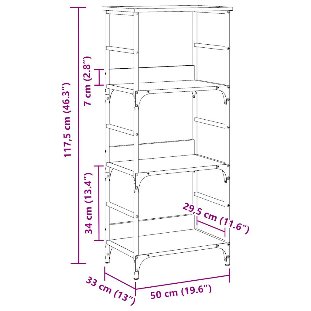 Libreria Legno Antico 50x33x117,5 cm in Legno Multistrato | homemem39