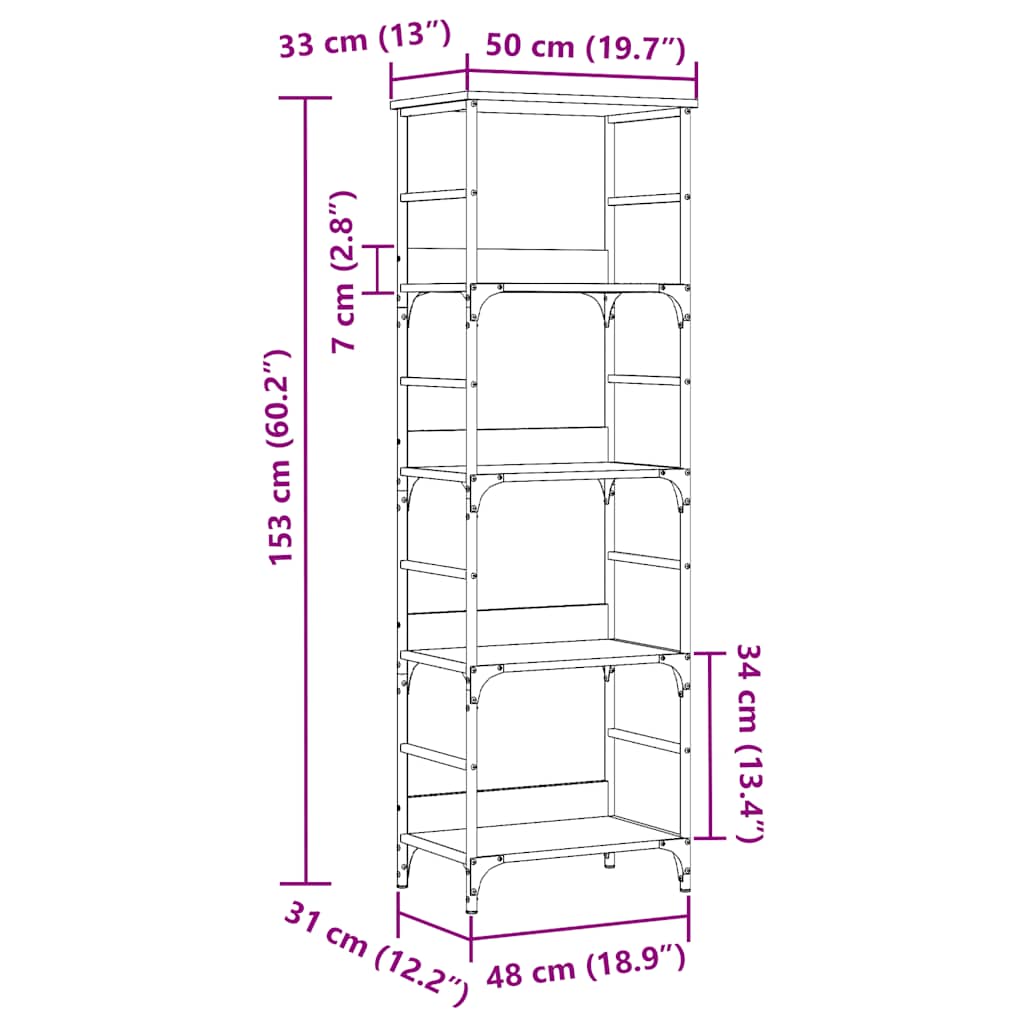 Libreria Legno Antico 50x33x153 cm in Legno Multistrato | homemem39