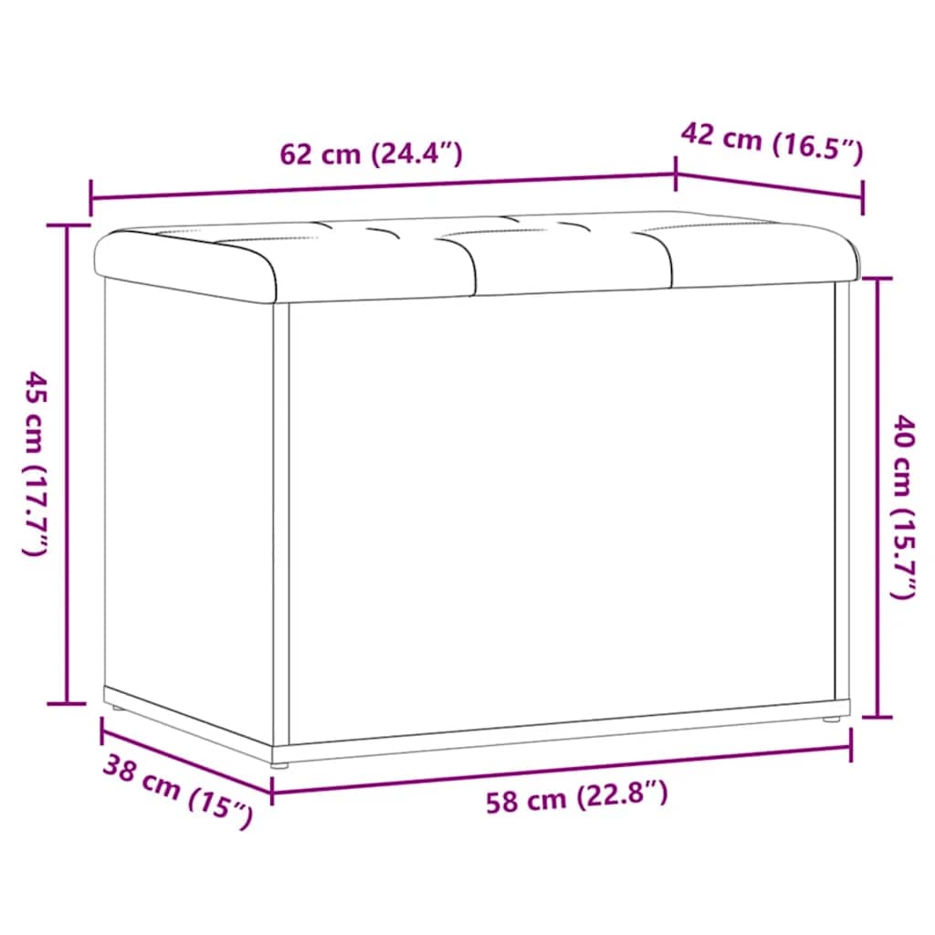 Panca Portaoggetti Rovere Artigianale 62x42x45 cm in Truciolato | homemem39