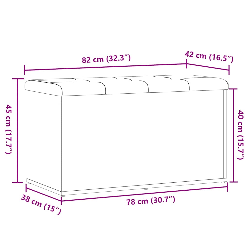 Panca Portaoggetti Legno Antico 82x42x45 cm Legno Multistrato | homemem39