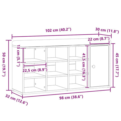 Panca Porta Scarpe Rovere Artigianale 102x32x50 cm Truciolato | homemem39