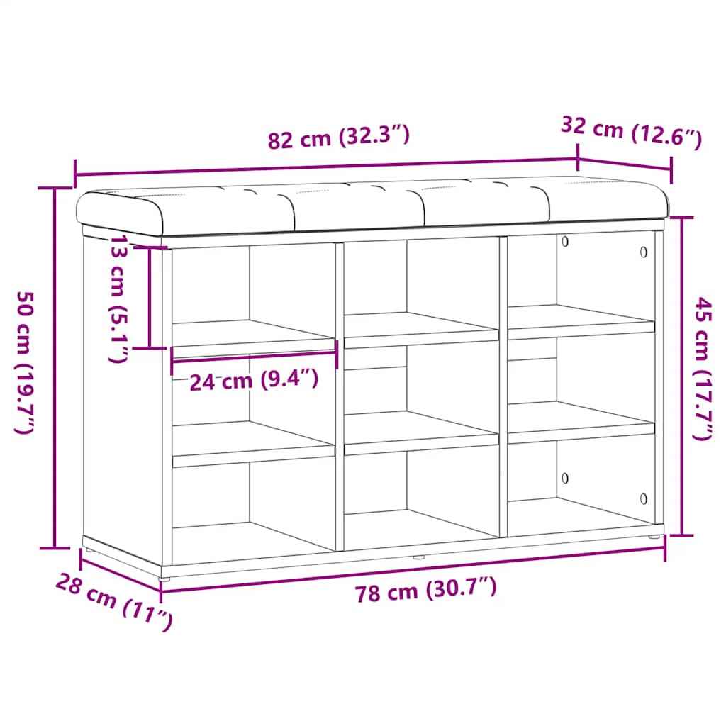 Panca Porta Scarpe Legno Antico 82x32x50 cm Legno Multistrato | homemem39
