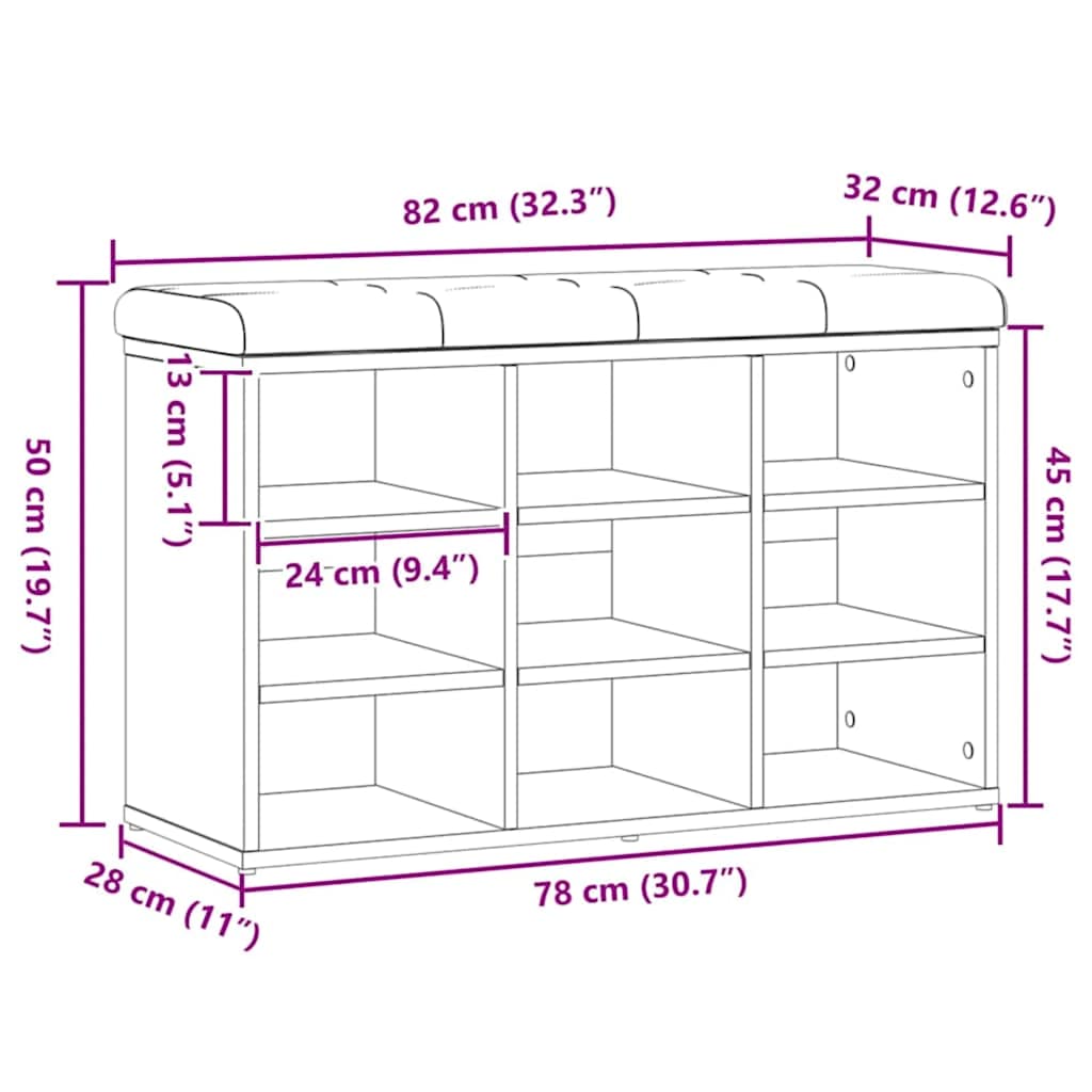 Scarpiera Rovere Artigianale 82x32x50 cm in Legno Multistrato | homemem39