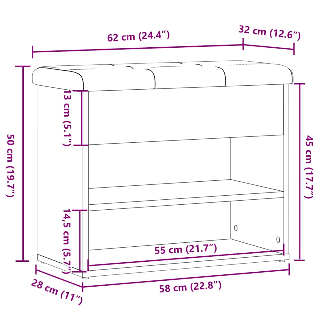 Scarpiera Legno Antico 62x32x50 cm in Legno Multistrato | homemem39